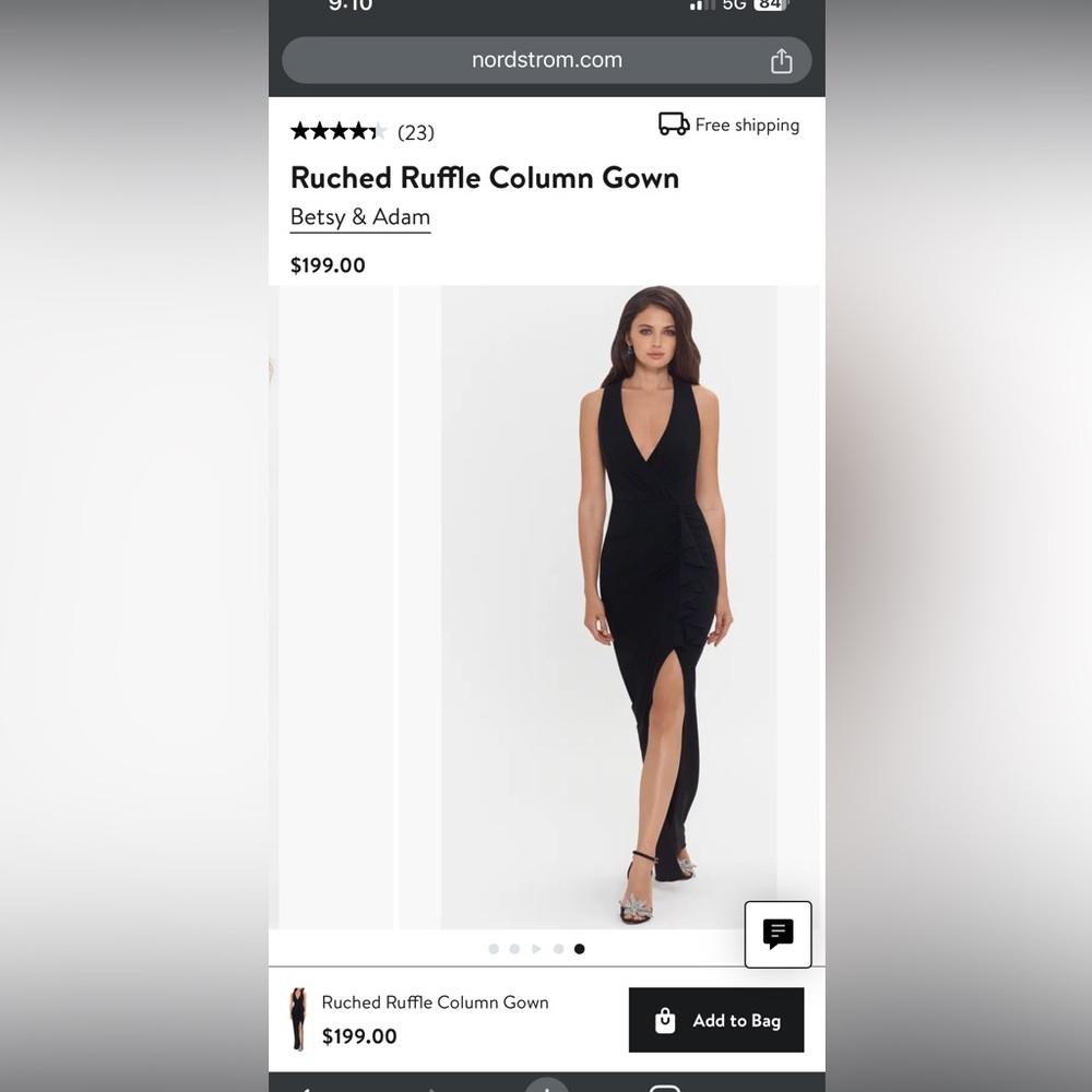 Betsy and Adam black Ruched gown